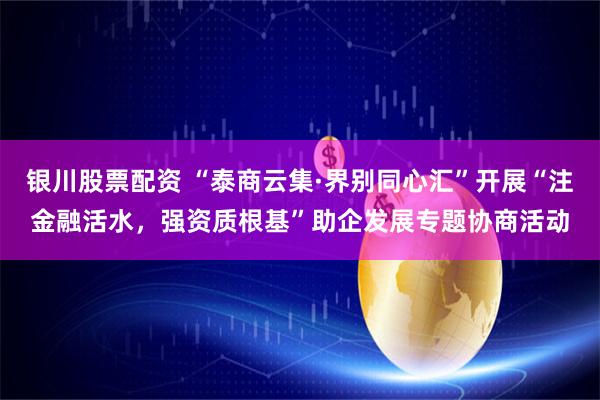 银川股票配资 “泰商云集·界别同心汇”开展“注金融活水，强资质根基”助企发展专题协商活动